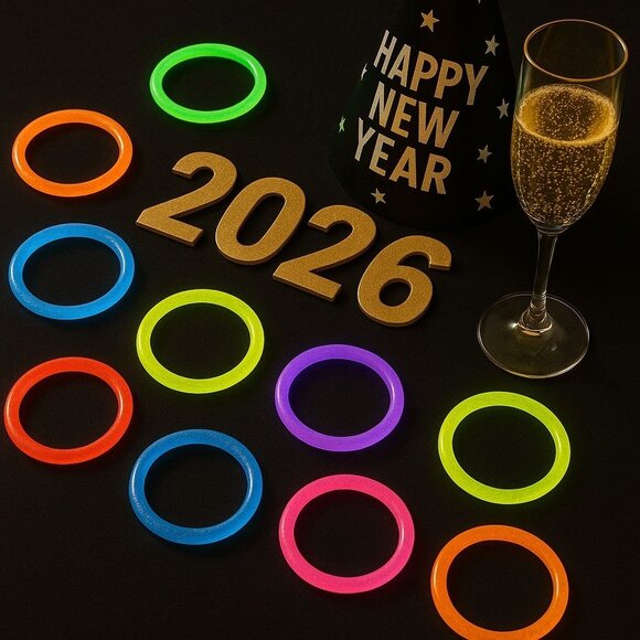 Glow LED Bracelets Set of 10 Neon Light Up New Years Celebration Favors Assorted - Picture 1 of 6
